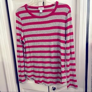 Grey and pink striped sweater